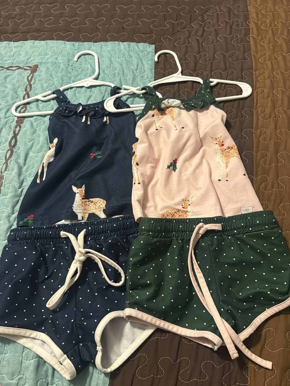 SweetHoney Navy Blue, Blush Pink & Forest Green Deer Matching Kids Sets